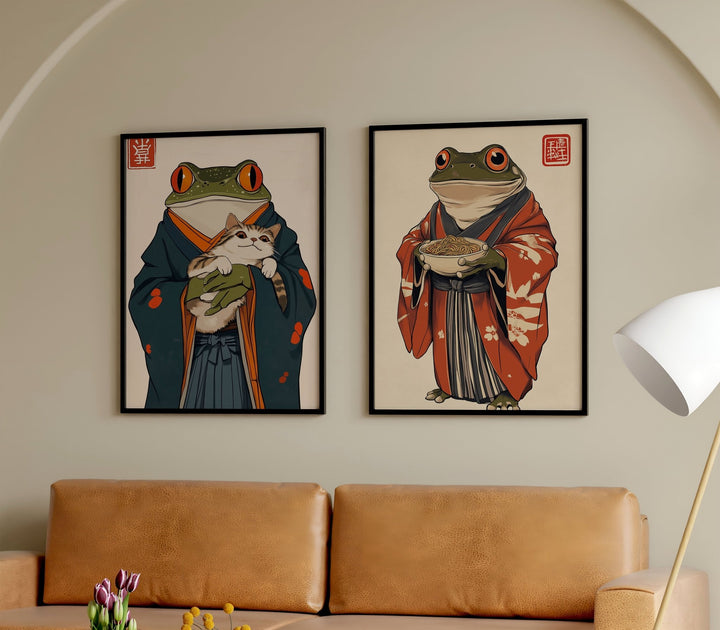 Japanese Samurai Frog Duo Pair - Style My Wall