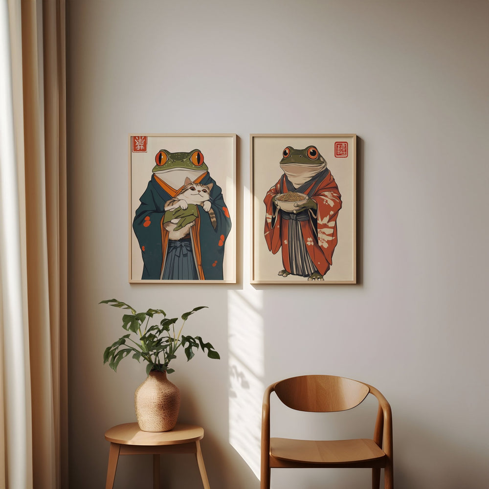 Japanese Samurai Frog Duo Pair - Style My Wall