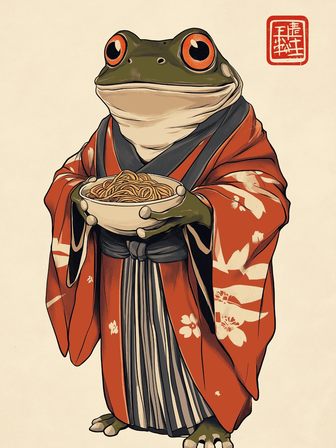 Japanese Samurai Ramen Bowl Frog Noodle - Style My Wall