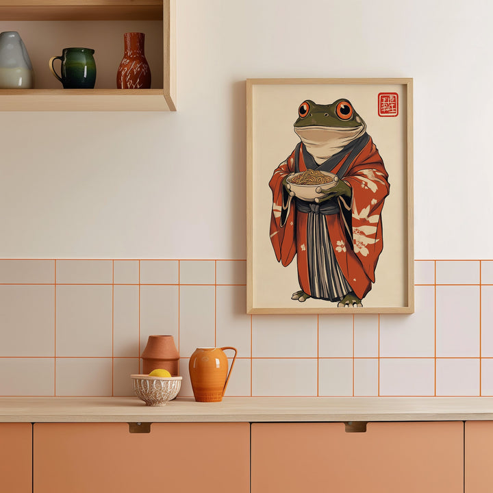 Japanese Samurai Ramen Bowl Frog Noodle - Style My Wall