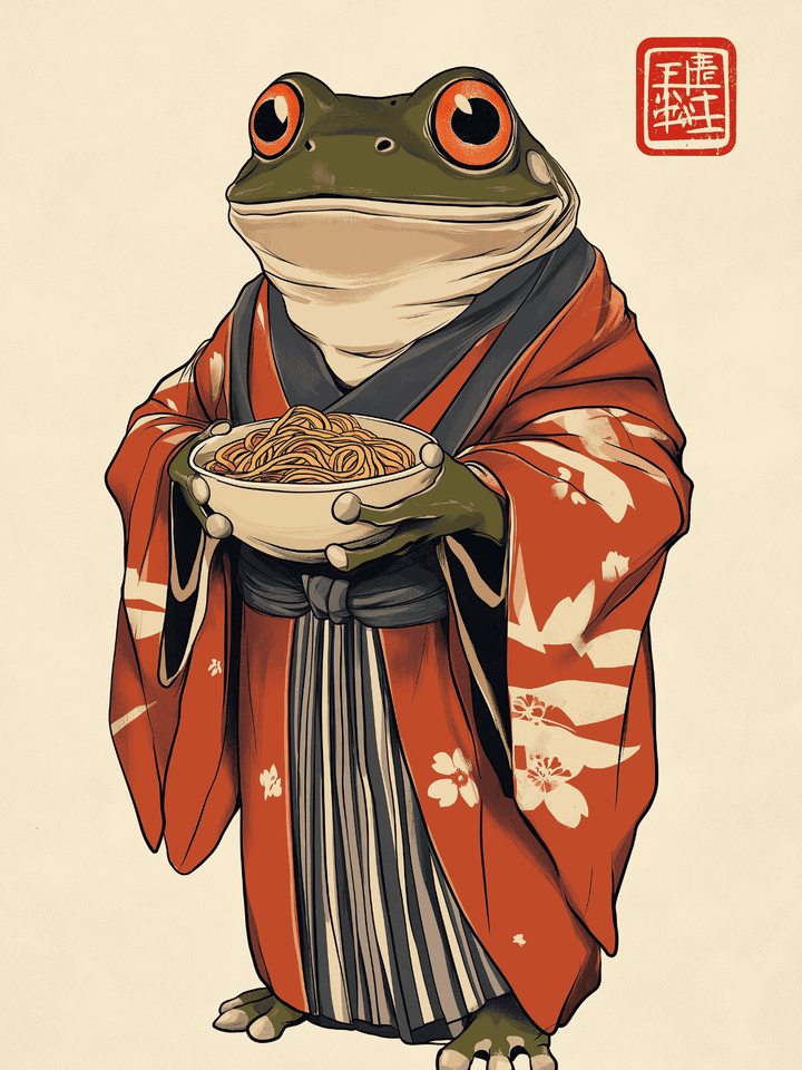 Japanese Samurai Ramen Bowl Frog Noodle - Style My Wall,frame