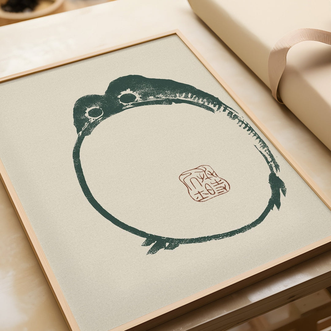 Japanese Toad Black Wall Art by Matsumoto Hoji - Style My Wall