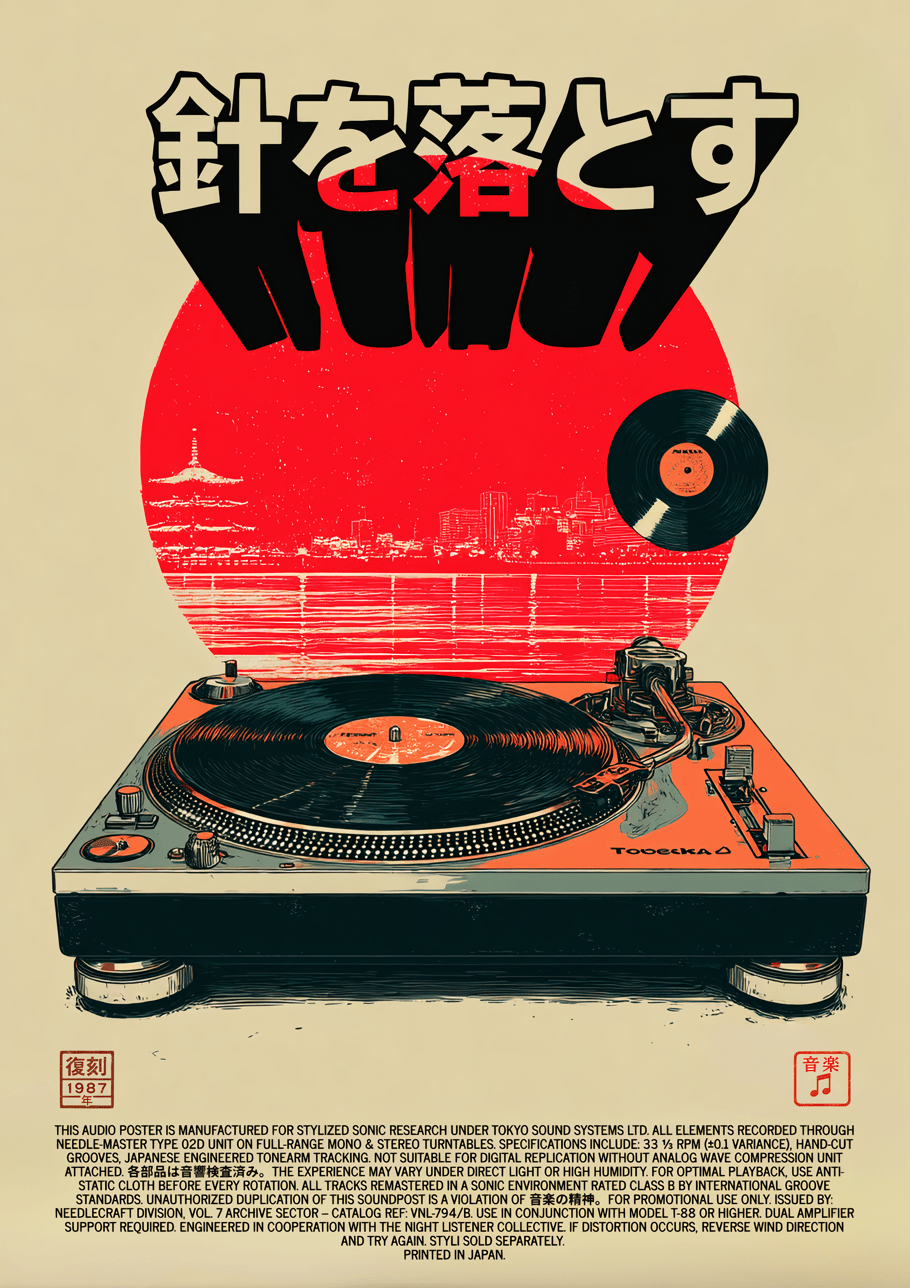 Japanese Vintage Vinyl Music Poster Wall Art frame