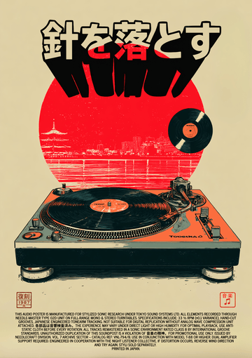 Japanese Vintage Vinyl Music Poster Wall Art frame