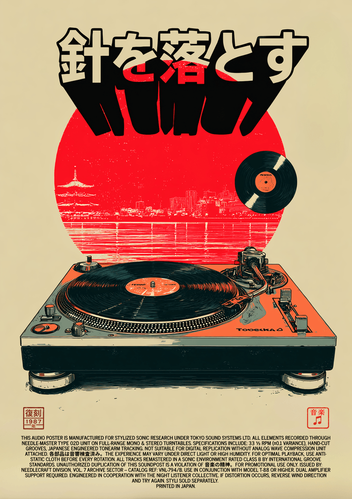 Japanese Vintage Vinyl Music Poster Wall Art frame