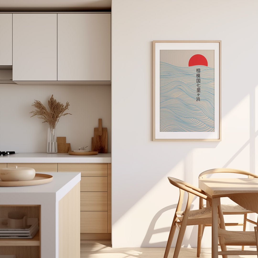 Japanese Wave Red Sun Mount Fuji Wall Art by Katsushika Hokusai - Style My Wall