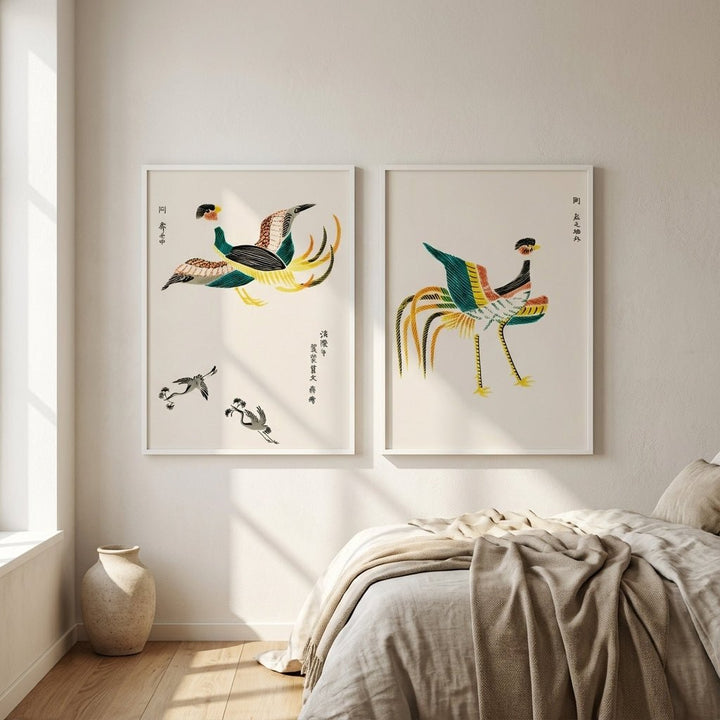 Japanese Woodblock Set of 2 Minamlistic Prints by Taguchi Tomoki wall - art - picture - poster