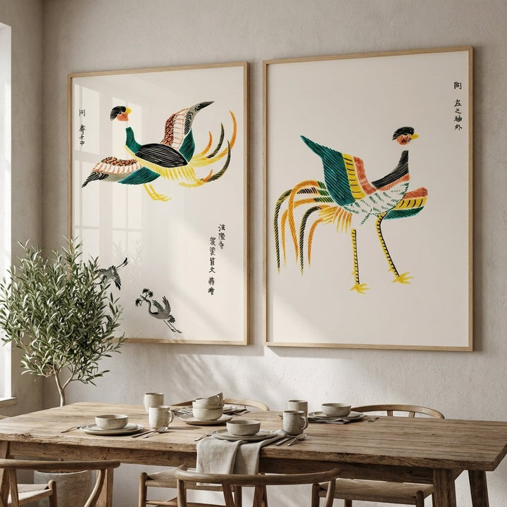 Japanese Woodblock Set of 2 Minamlistic Prints by Taguchi Tomoki wall - art - picture - poster