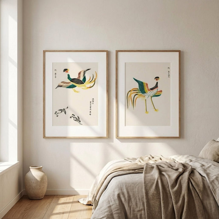 Japanese Woodblock Set of 2 Minamlistic Prints by Taguchi Tomoki wall - art - picture - poster