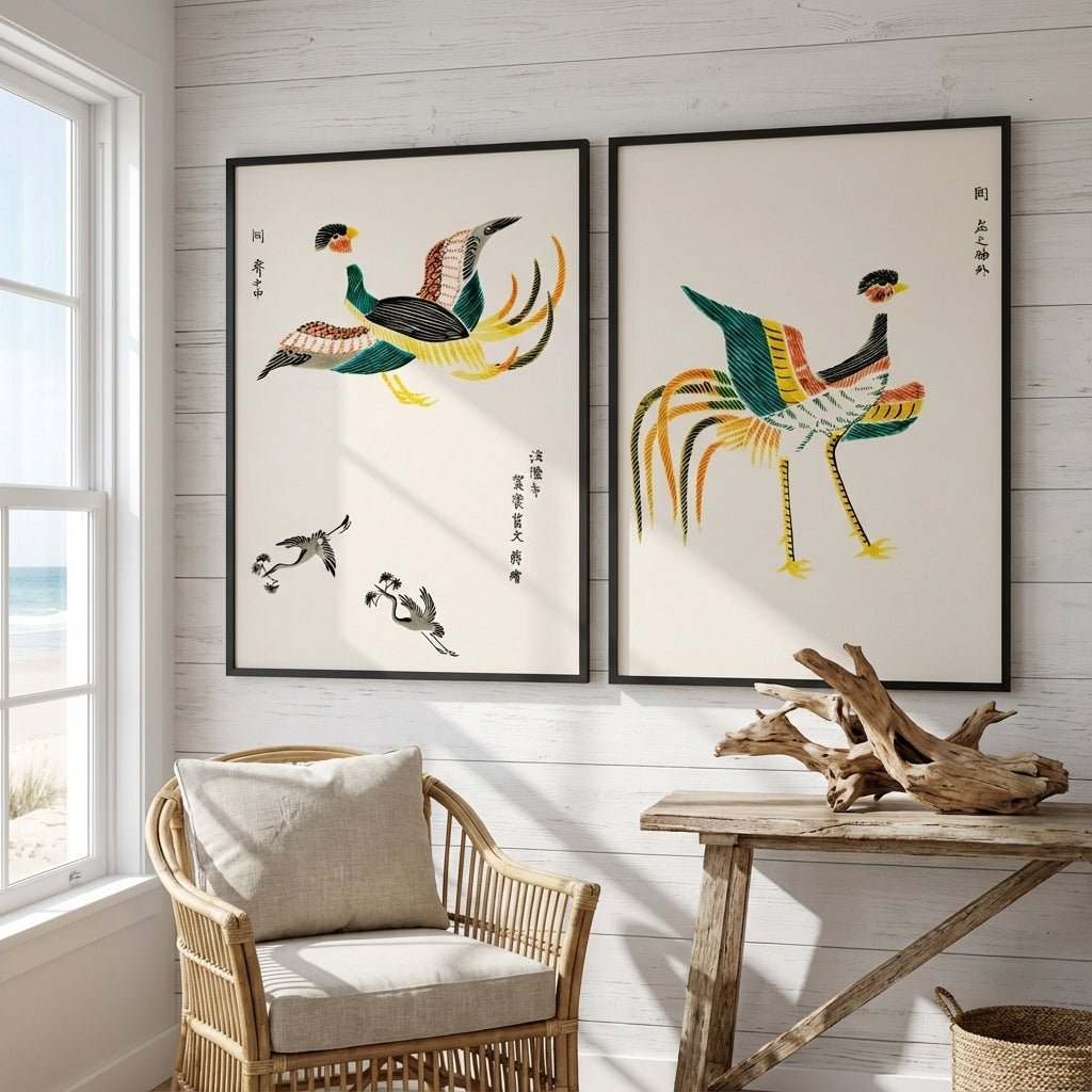 Japanese Woodblock Set of 2 Minamlistic Prints by Taguchi Tomoki wall - art - picture - poster