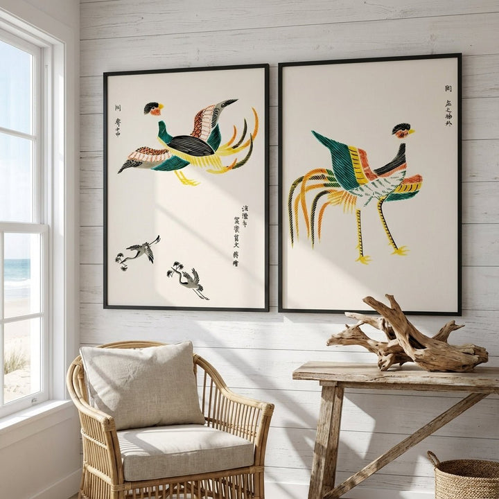 Japanese Woodblock Set of 2 Minamlistic Prints by Taguchi Tomoki wall - art - picture - poster