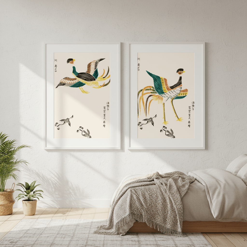 Japanese Woodblock Set of 2 Minamlistic Prints by Taguchi Tomoki wall - art - picture - poster