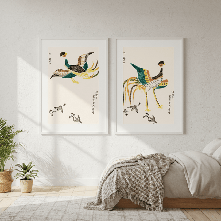 Japanese Woodblock Set of 2 Minamlistic Prints by Taguchi Tomoki wall - art - picture - poster