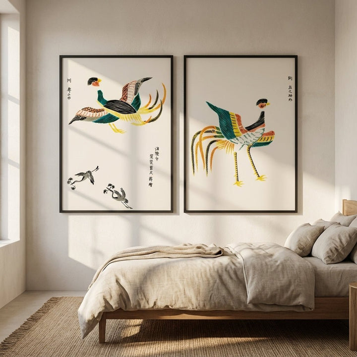 Japanese Woodblock Set of 2 Minamlistic Prints by Taguchi Tomoki wall - art - picture - poster