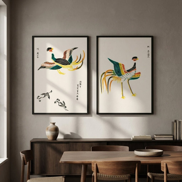 Japanese Woodblock Set of 2 Minamlistic Prints by Taguchi Tomoki wall - art - picture - poster