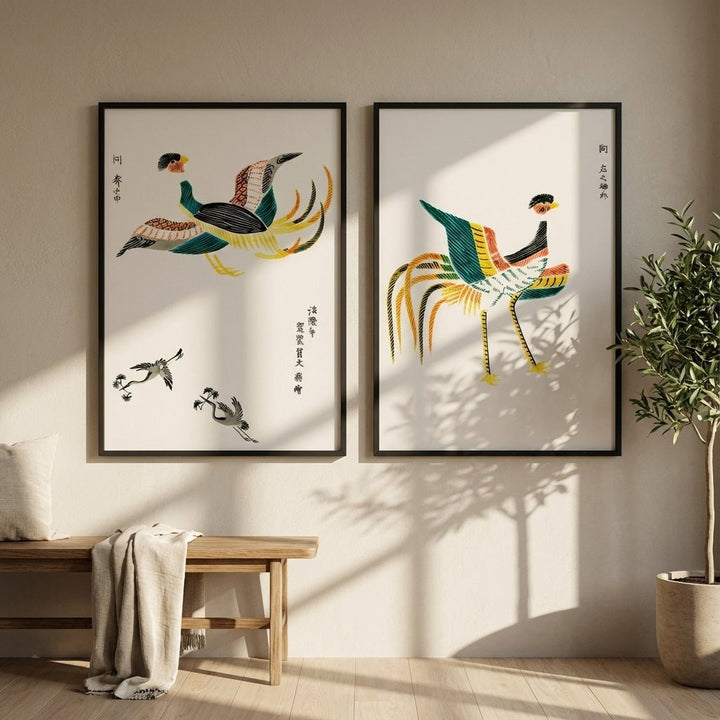 Japanese Woodblock Set of 2 Minamlistic Prints by Taguchi Tomoki wall - art - picture - poster