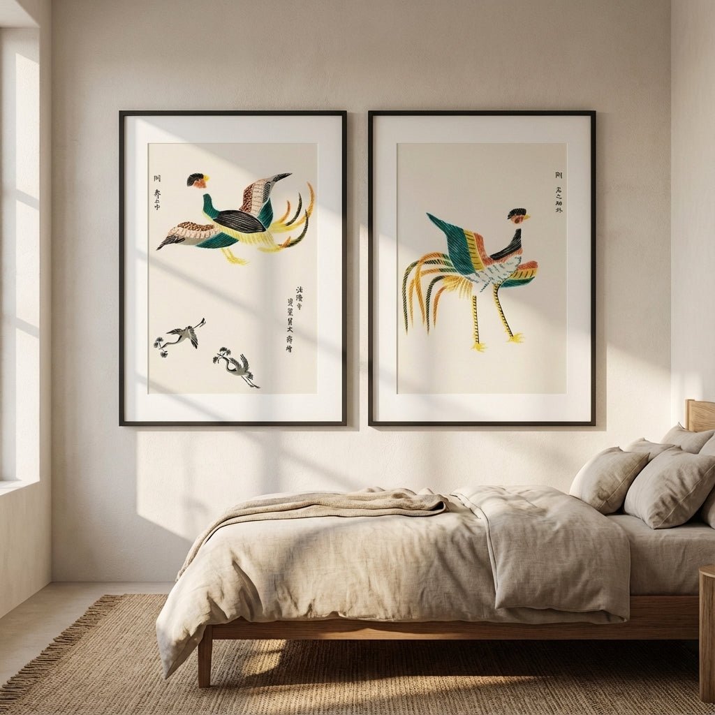 Japanese Woodblock Set of 2 Minamlistic Prints by Taguchi Tomoki wall - art - picture - poster