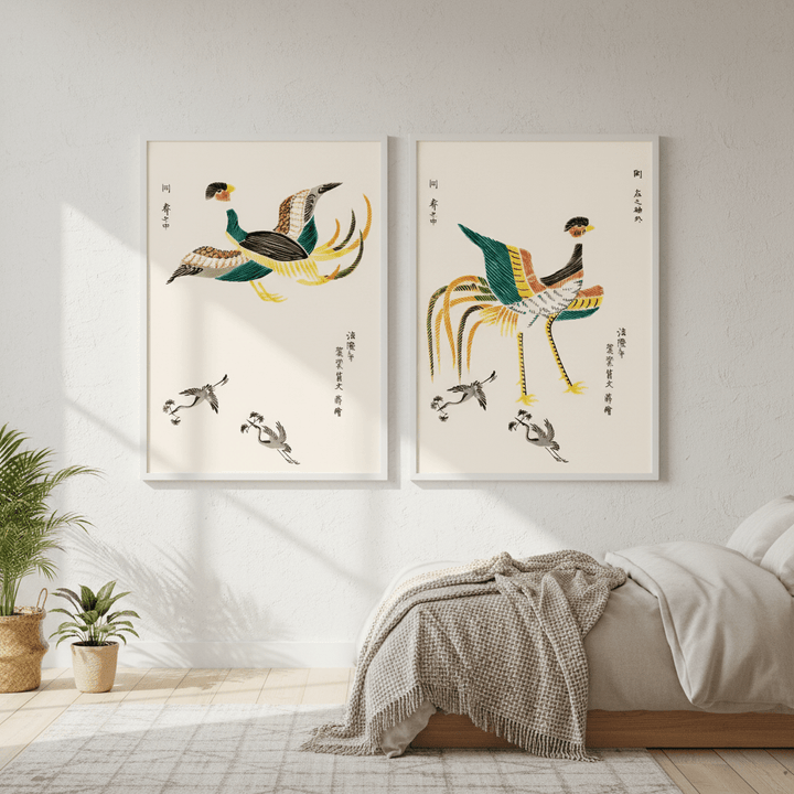 Japanese Woodblock Set of 2 Minamlistic Prints by Taguchi Tomoki wall - art - picture - poster