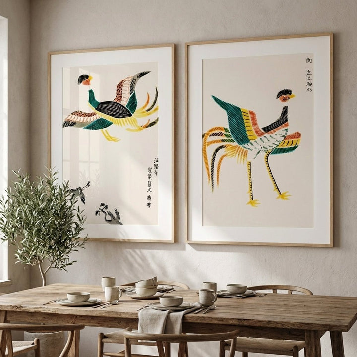 Japanese Woodblock Set of 2 Minamlistic Prints by Taguchi Tomoki wall - art - picture - poster