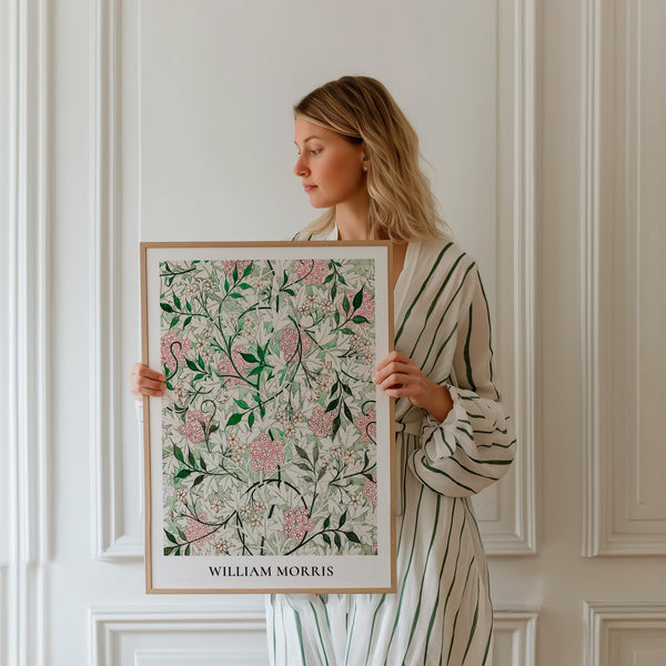 Jasmine Flowers Green & Pink by William Morris