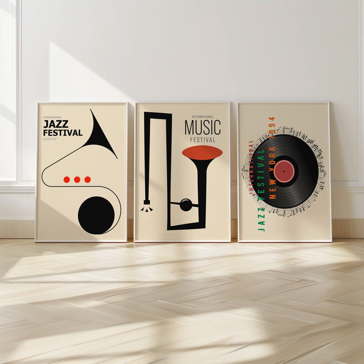 Jazz Vintage Festival Trio Music Prints - Style My Wall