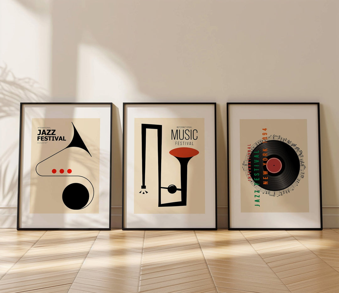 Jazz Vintage Festival Trio Music Prints - Style My Wall