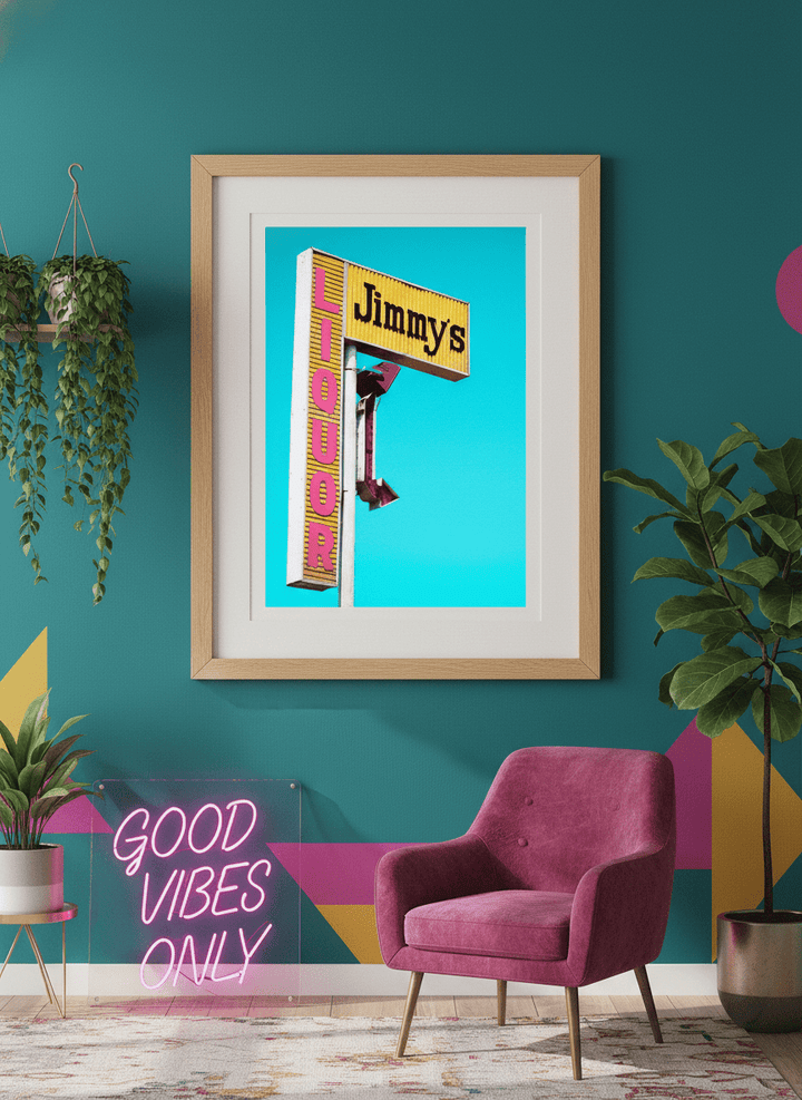 Bold wall art styled in a colourful, eclectic modern home