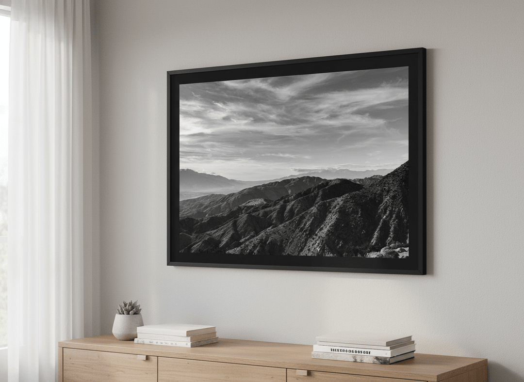 Contemporary wall art featured in a bright modern office workspace
