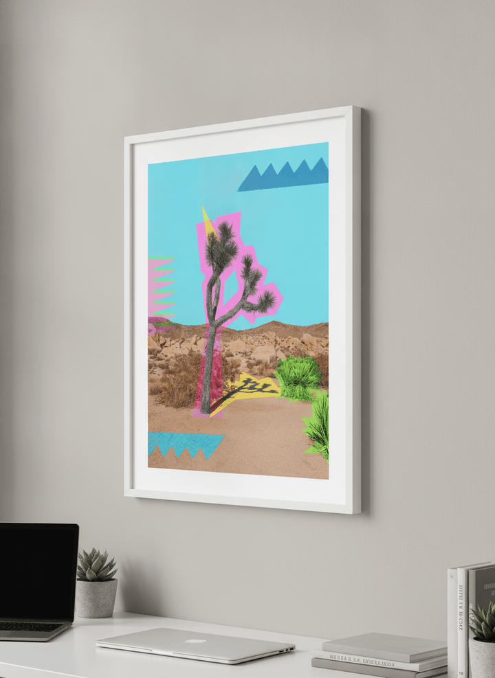 Contemporary wall art featured in a bright modern office workspace