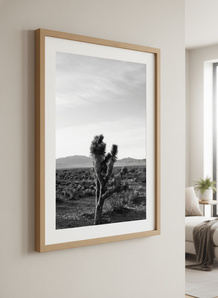 Modern wall art styled above a sofa in a neutral living room