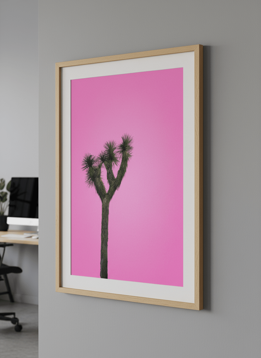 Contemporary wall art featured in a bright modern office workspace