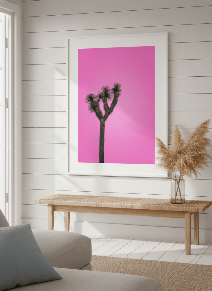 Neutral wall art displayed in a sunny coastal beach house