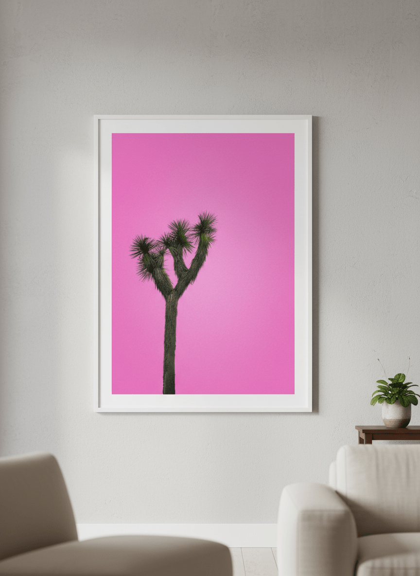 Modern wall art styled above a sofa in a neutral living room