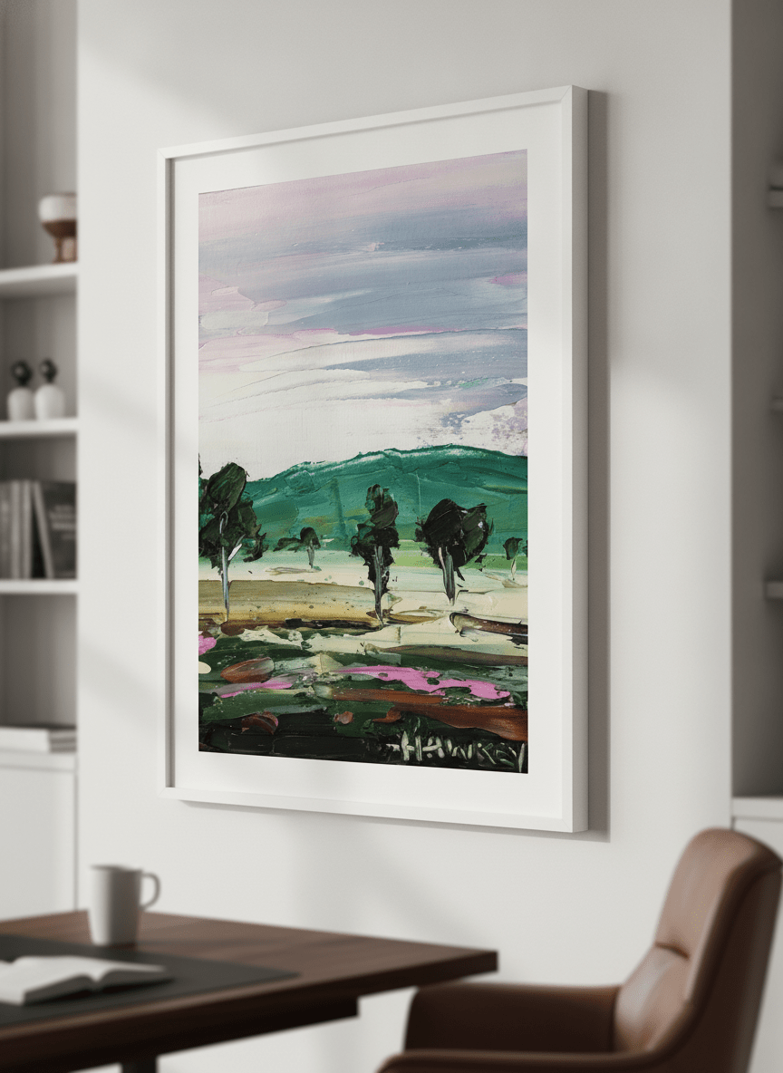Contemporary wall art featured in a bright modern office workspace