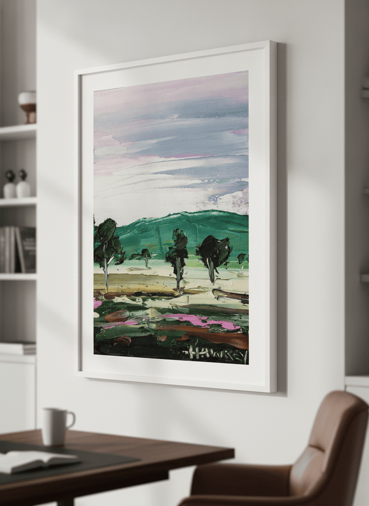 Contemporary wall art featured in a bright modern office workspace