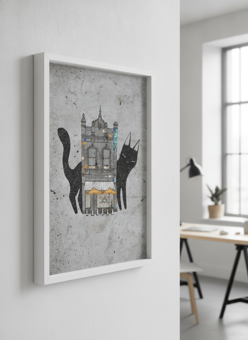 Contemporary wall art featured in a bright modern office workspace