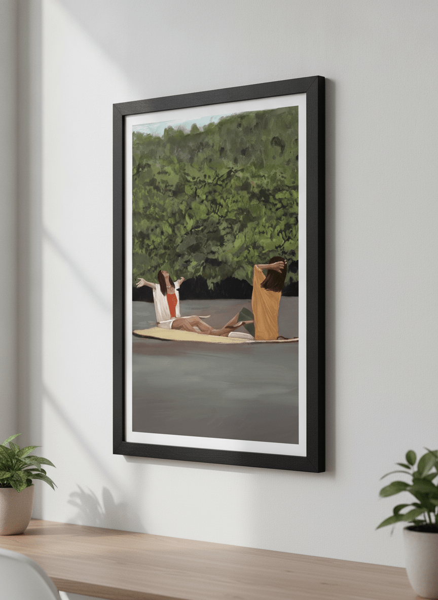 Contemporary wall art featured in a bright modern office workspace
