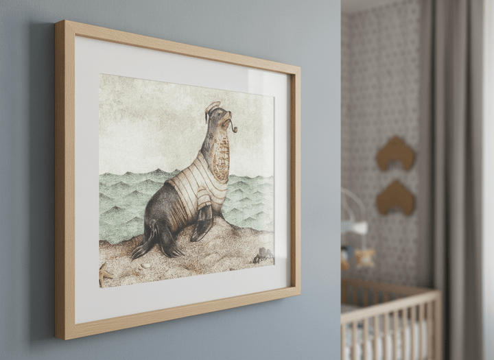 Soft neutral wall art styled in a serene nursery with pastel tones