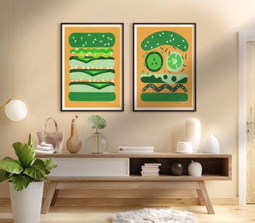 Kermit & Oscar Burger Set of 2 by Kasia Sykus wall - art - picture - poster