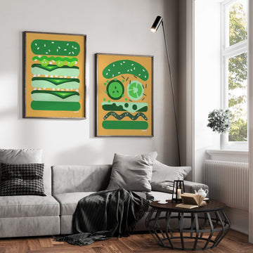 Kermit & Oscar Burger Set of 2 by Kasia Sykus wall - art - picture - poster