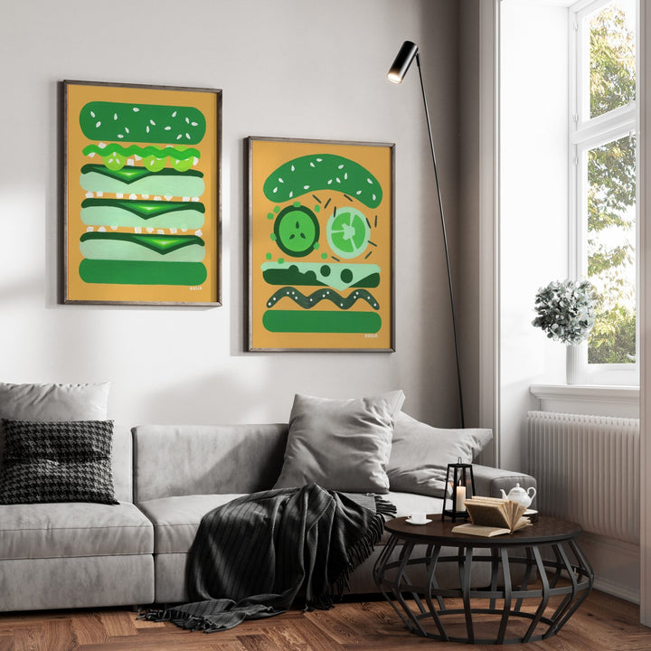 Kermit & Oscar Burger Set of 2 by Kasia Sykus wall - art - picture - poster