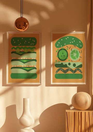 Kermit & Oscar Burger Set of 2 by Kasia Sykus wall - art - picture - poster