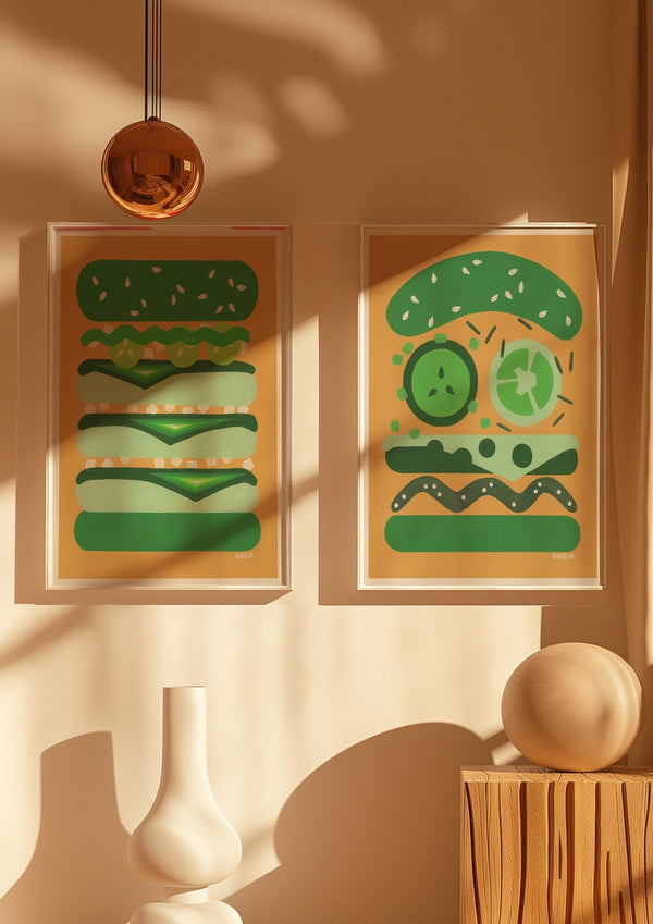 Kermit & Oscar Burger Set of 2 by Kasia Sykus
