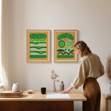 Kermit & Oscar Burger Set of 2 by Kasia Sykus wall - art - picture - poster
