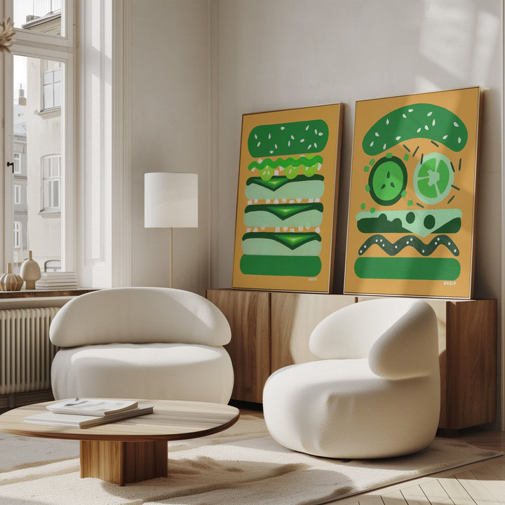 Kermit & Oscar Burger Set of 2 by Kasia Sykus wall - art - picture - poster