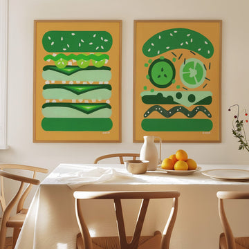 Kermit & Oscar Burger Set of 2 by Kasia Sykus wall - art - picture - poster