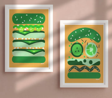 Kermit & Oscar Burger Set of 2 by Kasia Sykus wall - art - picture - poster