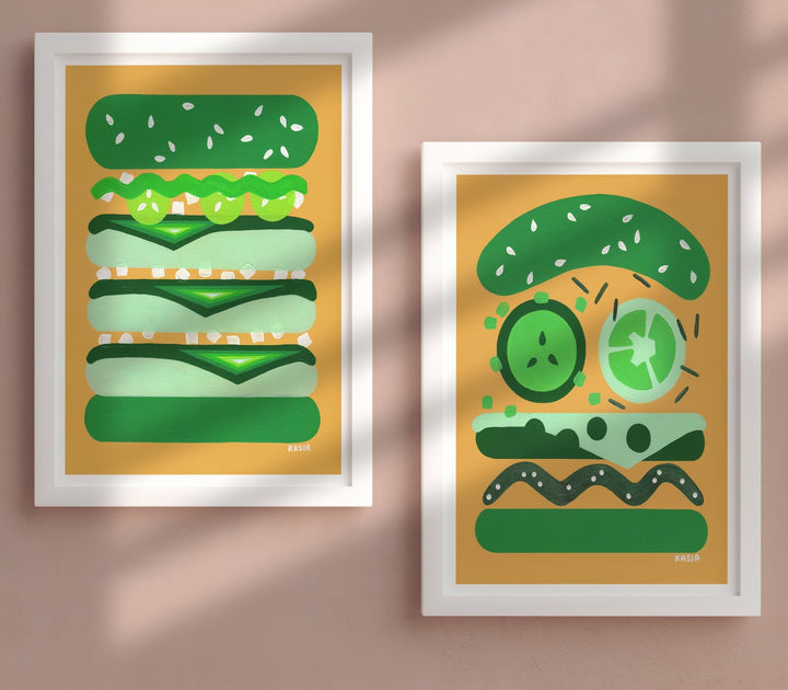 Kermit & Oscar Burger Set of 2 by Kasia Sykus wall - art - picture - poster