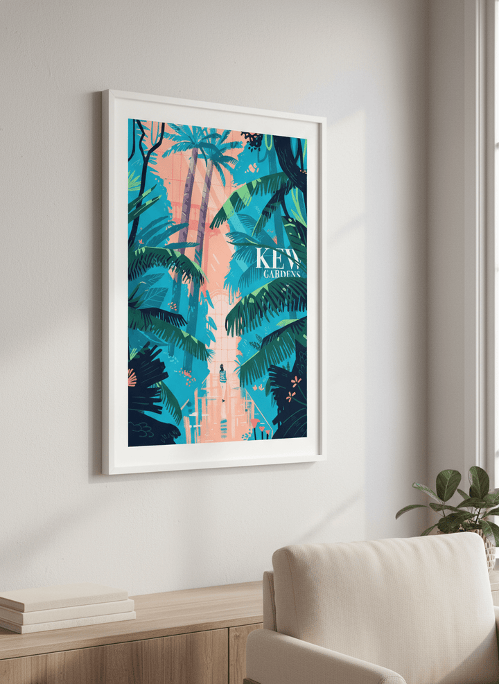 Modern wall art styled above a sofa in a neutral living room