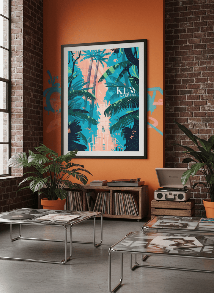 Bold wall art styled in a colourful, eclectic modern home